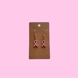 Gold Breast Cancer Earrings